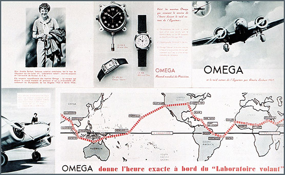 Amelia Earhart flight Omega clock and watches